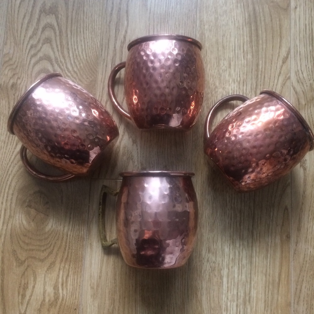 4 Copper Moscow Mule Mugs with a Hammered Finish